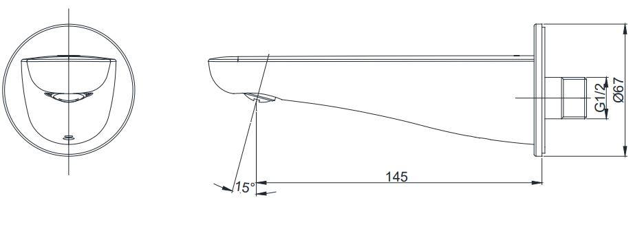 Bản vẽ vòi xả bồn TOTO gắn tường TBS03001B