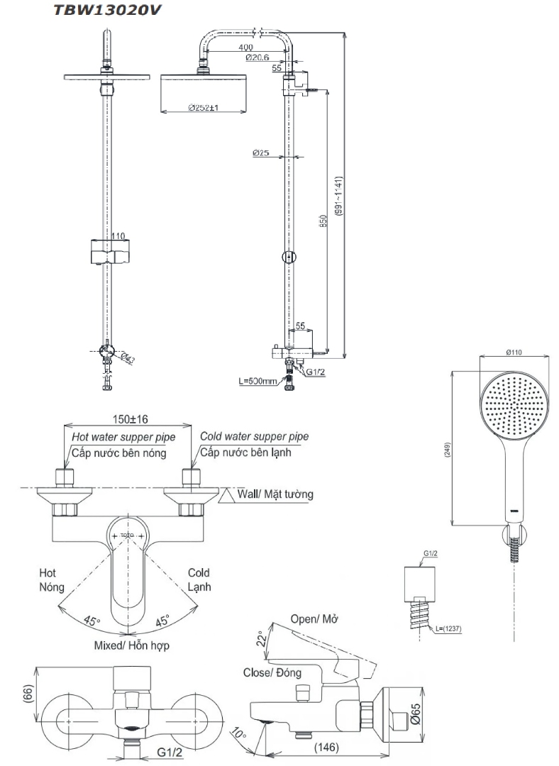 Bản vẽ sen cây TOTO TBS06302V-TBW13020V-TBW09000V