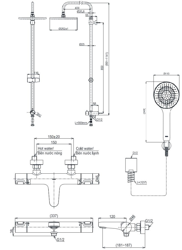 Bản vẽ sen cây nhiệt độ Toto TBV09400V TBW13020V TBW09010V