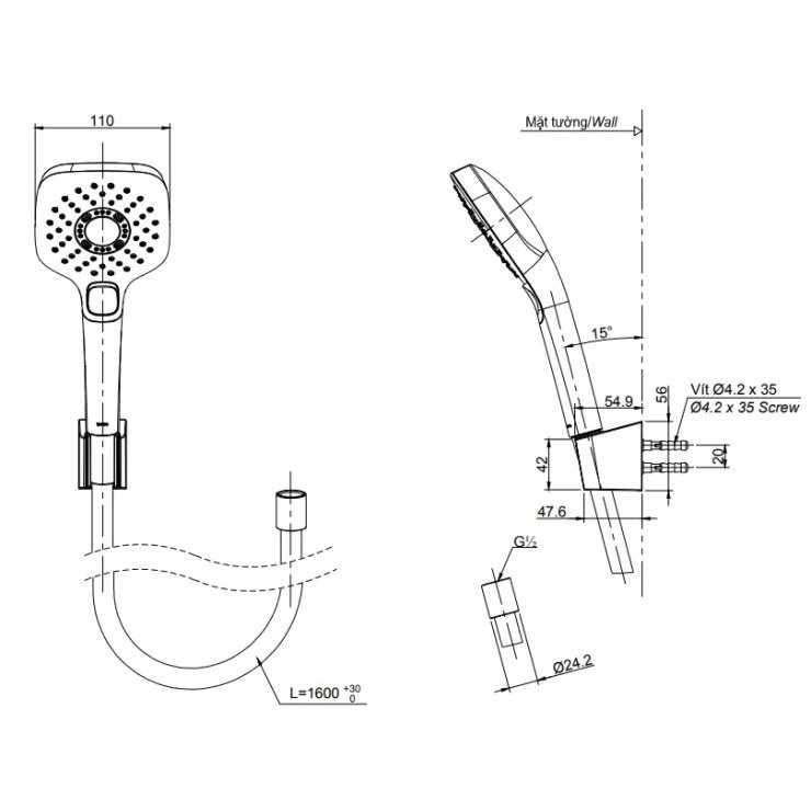 Bản vẽ tay sen tắm TOTO TBW 02006 AMBL