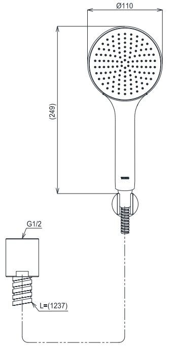 Bản vẽ kích thước bát sen tắm TOTO TBW09000V