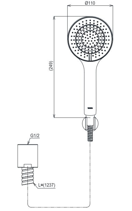 Bản vẽ kích thước tay sen tắm TOTO TBW09010V