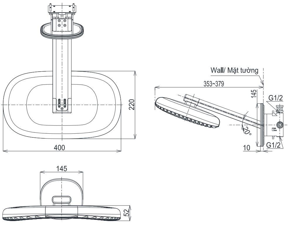 Bản vẽ bát sen TBW15EB0A TBN01003A TOTO gắn tường
