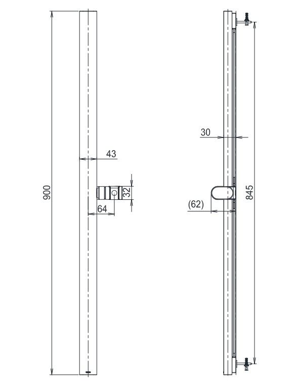 Bản vẽ thanh trượt tay sen TBW 160V0A 900mm