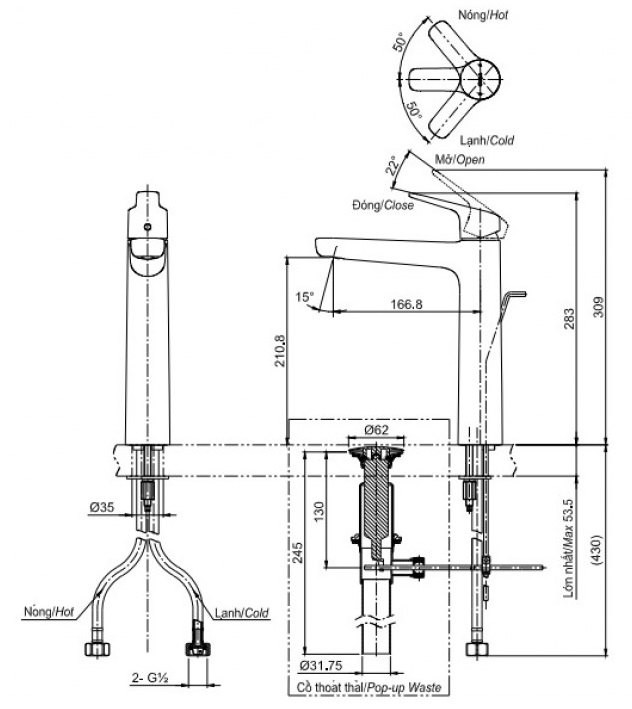 Bản vẽ vòi chậu rửa mặt TOTO TLG03305B#PBR