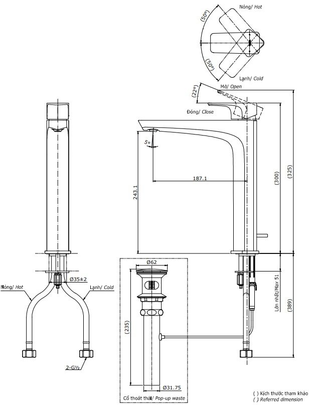 Bản vẽ vòi chậu rửa mặt TOTO TLG07305B#PFG