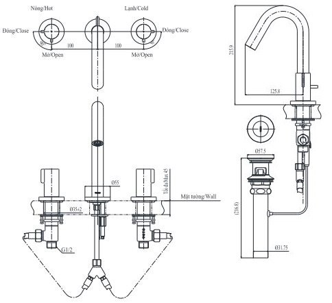 Bản vẽ vòi lavabo TOTO TLG10201B