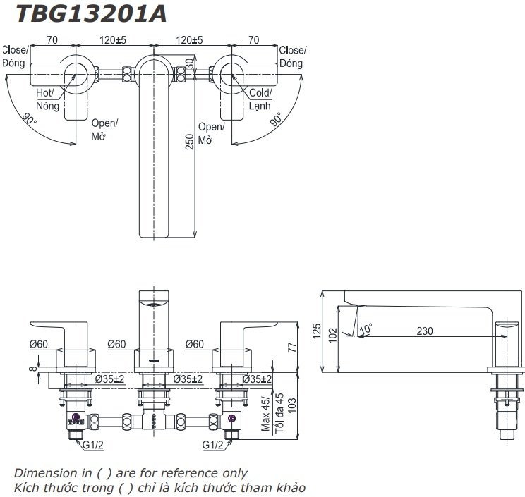Bản vẽ vòi rửa TOTO TLG 13201A