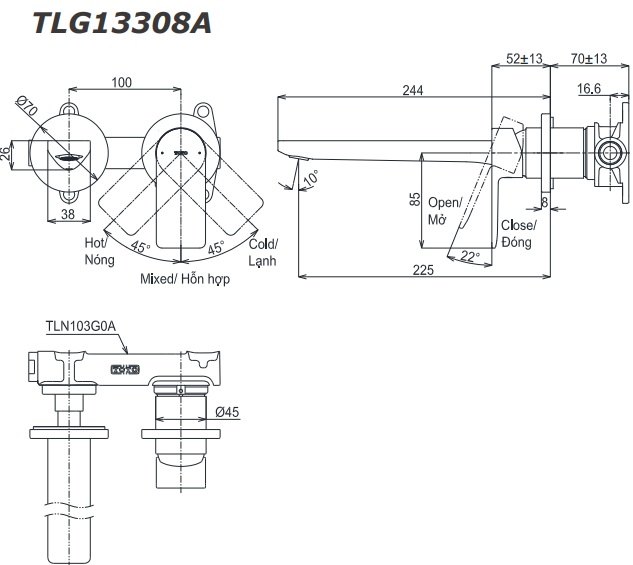 Bản vẽ vòi chậu TLG13308A