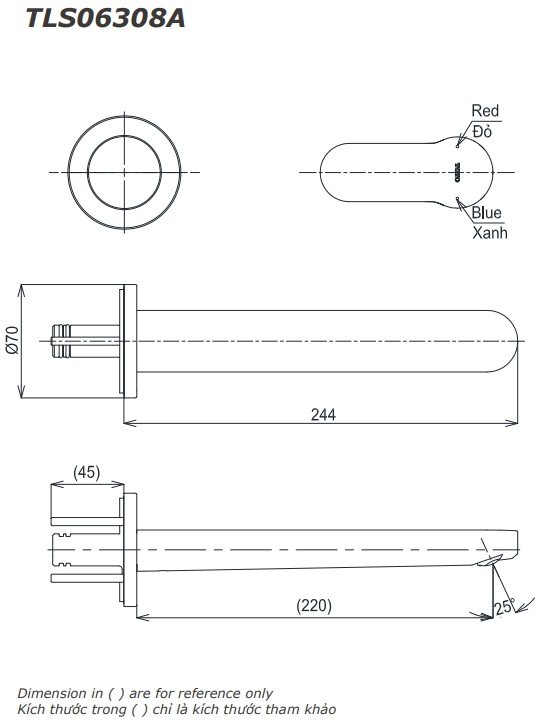 Bản vẽ vòi lavabo TLS06308A/TLS01309B1 TOTO gắn tường