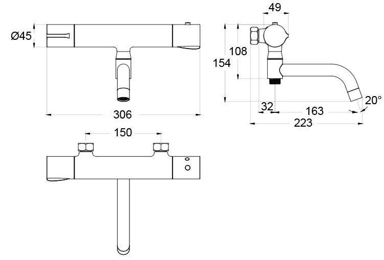 Bản vẽ kỹ thuật vòi sen nhiệt độ caesar TS 620