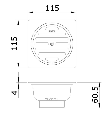 Bản vẽ kích thước thoát sàn TX1DB-BFG