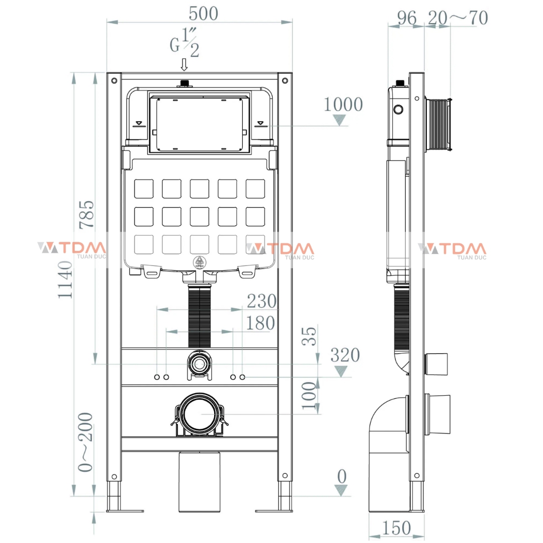 Bản vẽ bệ xí bệt V-901 Viglacera