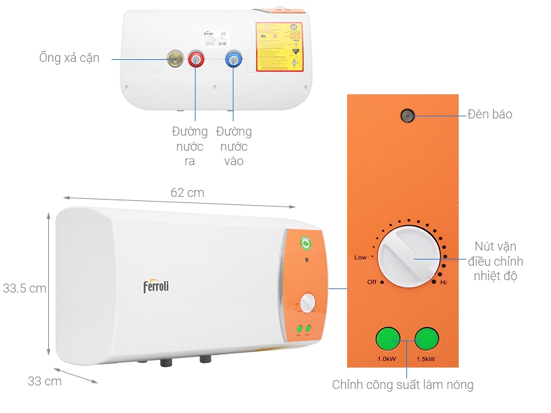 Thông số kỹ thuật máy nước nóng gián tiếp Verdi Te 30L