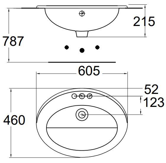 Bản vẽ kích thước lavabo rửa mặt 0477WT American