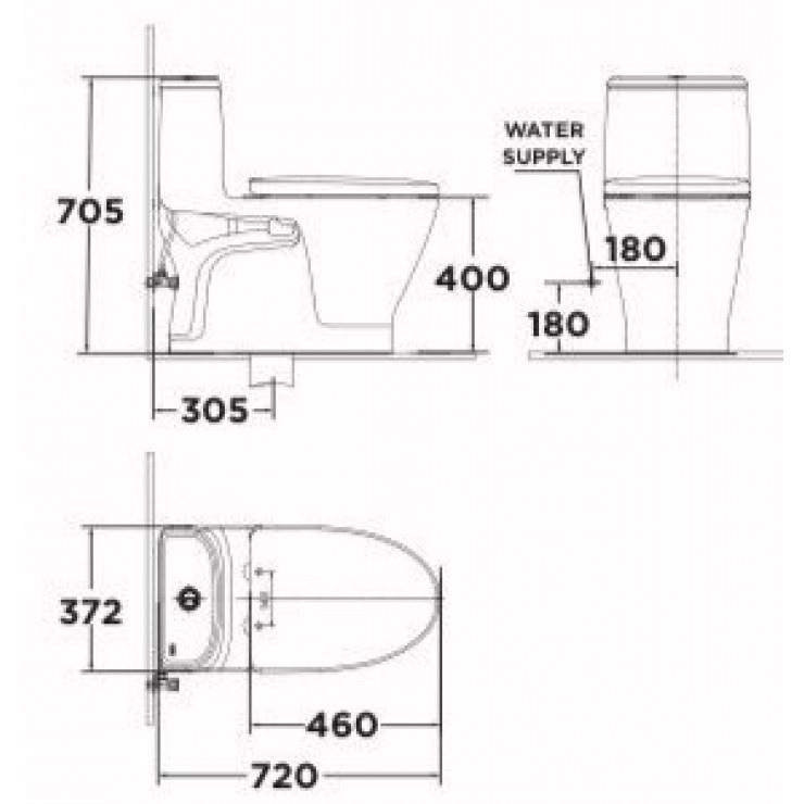 Bản vẽ bàn cầu điện tử American VF-1863 PR