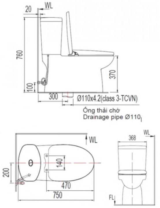 Bồn Cầu American Standard VF-2719SW Nắp Rửa Cơ M4A839 - Tuấn Đức