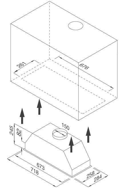 Bản vẽ máy hút mùi VISSO-K7205 âm tủ Malloca