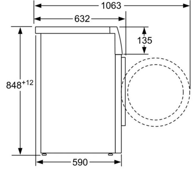 Bản vẽ kích thước máy giặt Bosch WAJ20180SG