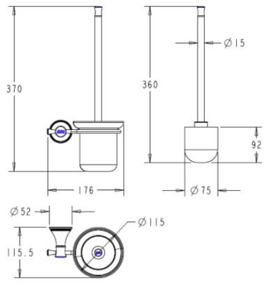 Bản vẽ kích thước cọ vệ sinh American WF-0286