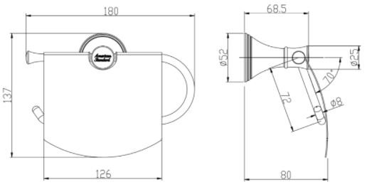 Bản vẽ kích thước móc giấy vệ sinh American WF-0287