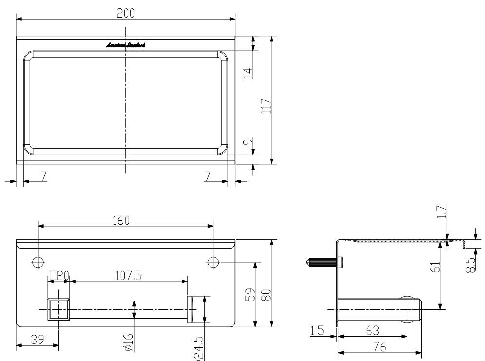 Bản vẽ kích thước khay giấy American Standard WF 0498WS