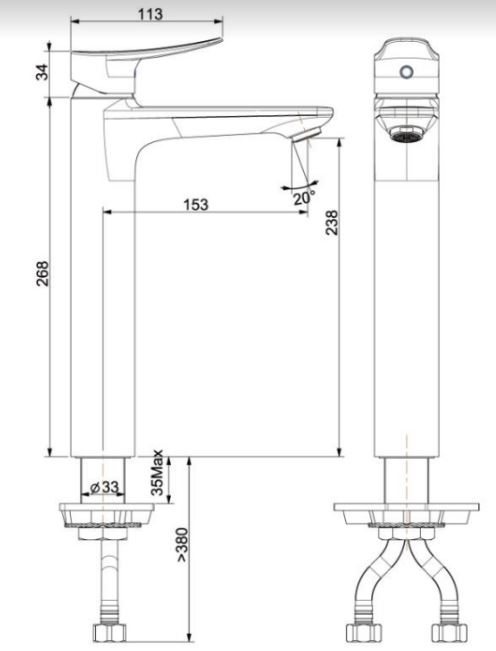 Bản vẽ kỹ thuật vòi chậu rửa American WF 0902