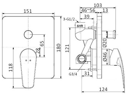 Bản vẽ nút điều chỉnh đầu sen WF0921 American