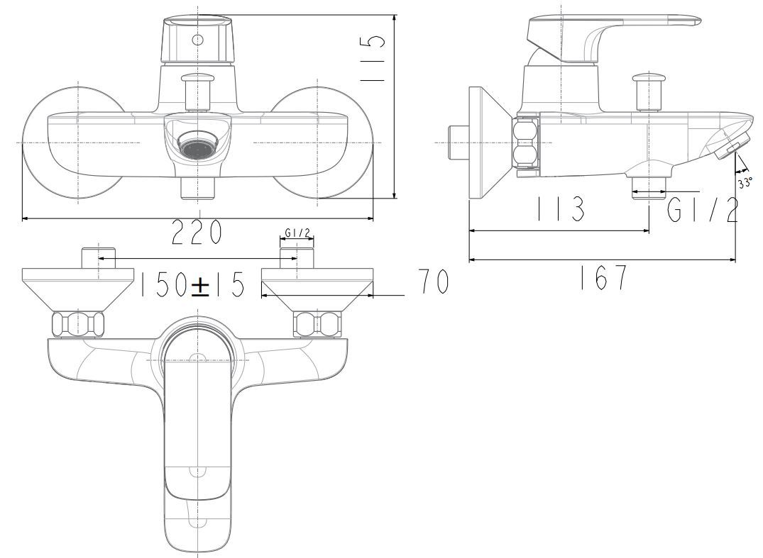 Bản vẽ kích thước củ sen chỉnh nhiệt WF1M11 American