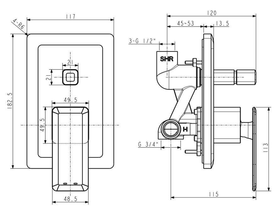 Bản vẽ van điều chỉnh nóng lạnh WF 3128 American