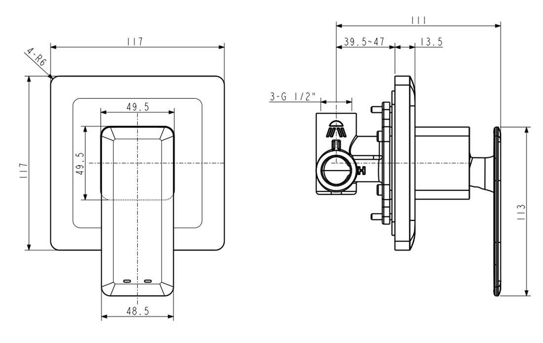 Bản vẽ van điều chỉnh nóng lạnh WF 3129 American