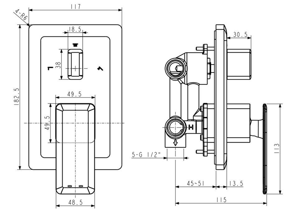 Bản vẽ van điều chỉnh nóng lạnh WF 3131 American