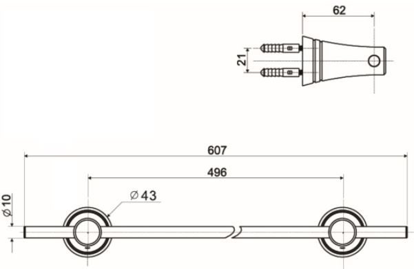 ​Bảng vẽ kích thước thanh treo khăn đơn WF6588 American