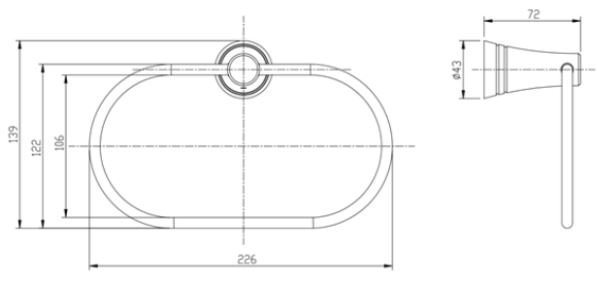 ​Bản vẽ kích thước vòng treo khăn WF6590 American