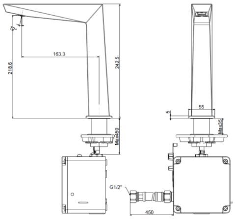 Bản vẽ kích thước vòi lavabo American WF-8510.AC 220V