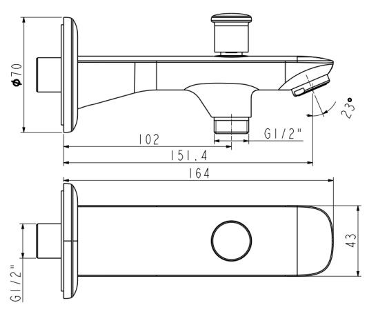 Bản vẽ đầu sen Ameriacn gắn âm tường FFAS9717-000500BF0