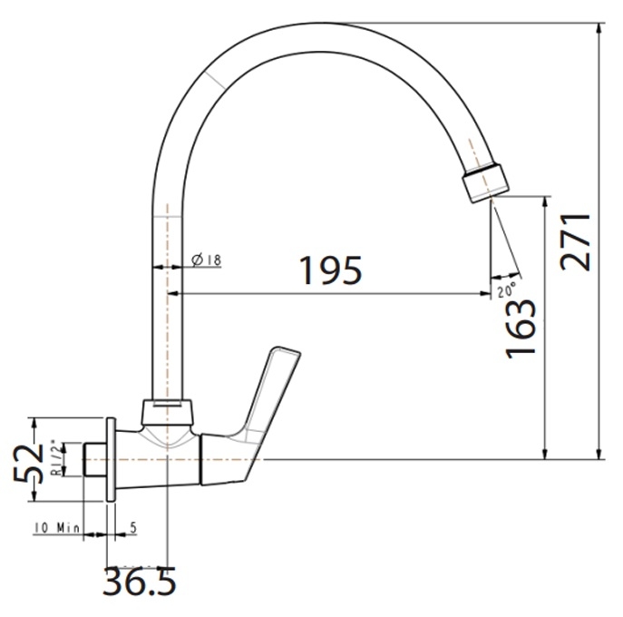 Bản vẽ vòi rửa bát American Standard WFT607