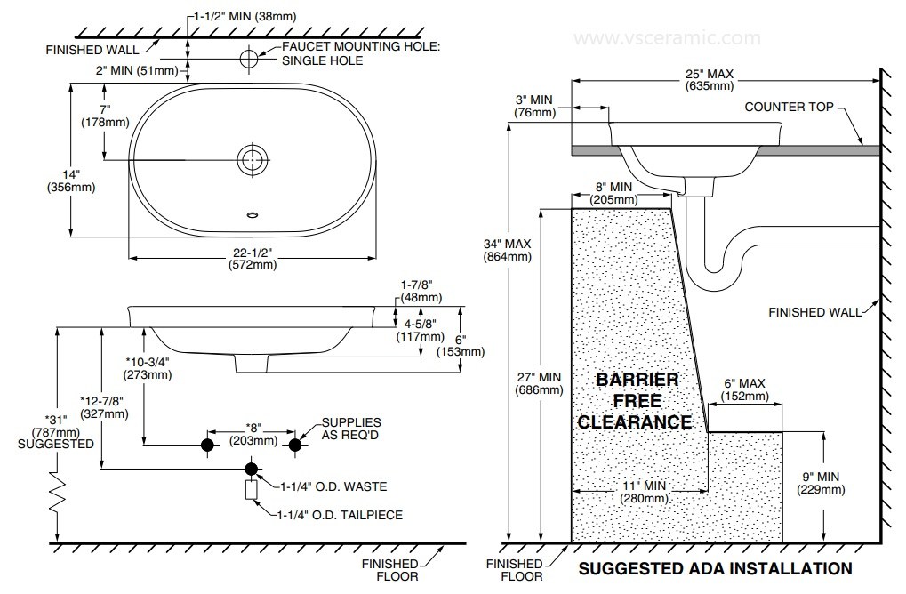 Bản vẽ chậu rửa mặt American WP-0310