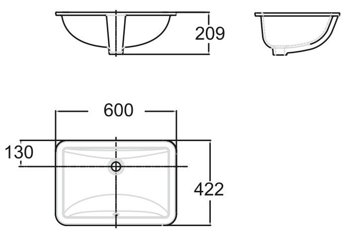 Bản vẽ kích thước chậu âm bàn Amerian Standard WP 0440