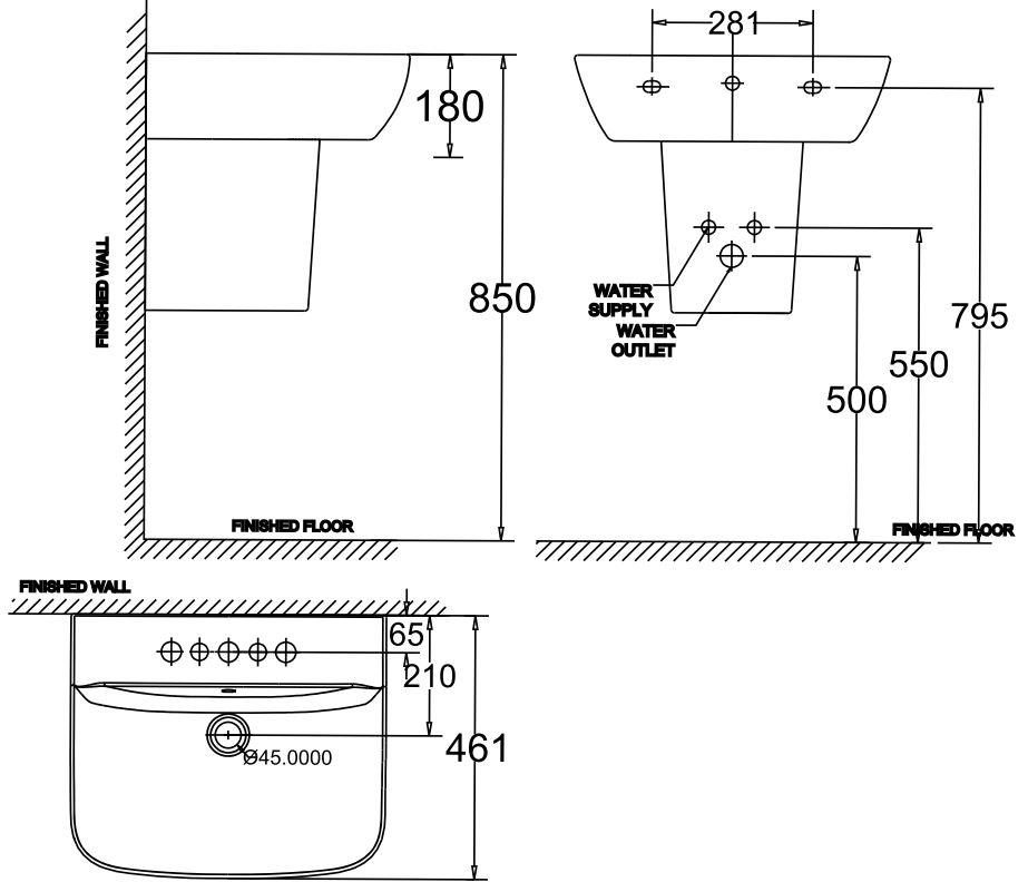 Thông số kỹ thuật lavabo WP-1511 0712-WT American