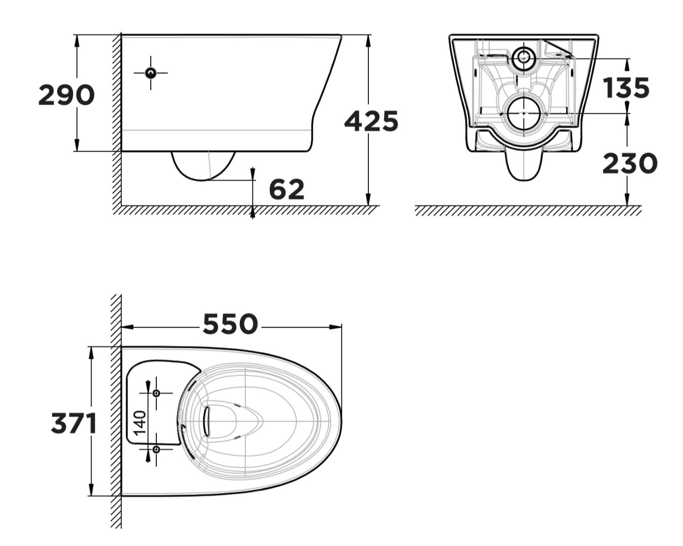 Bản vẽ bàn cầu American Standard WP 2265