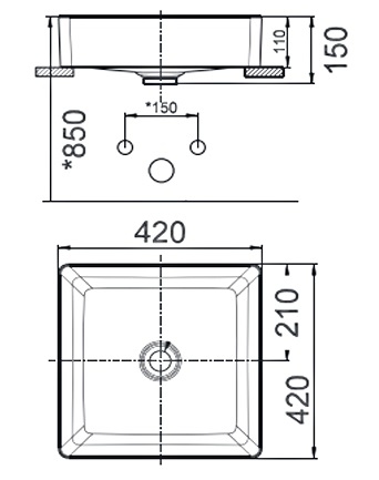Bản vẽ kích thước chậu lavabo American Standard WP F411