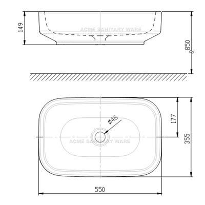Bản vẽ kích thước lavabo American Standard WP-F626