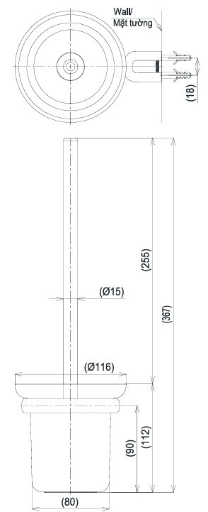 Bộ cọ toilet YAB411V TOTO