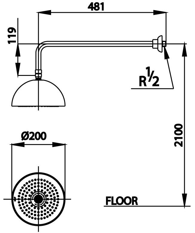 Bản vẽ kích thước bát sen âm tường Cotto Z 002
