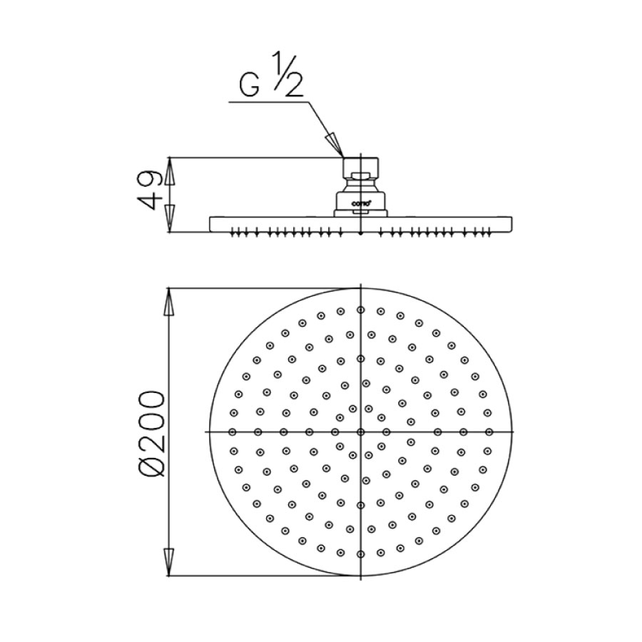 Bản vẽ kích thước bát sen âm trần Z04V Cotto