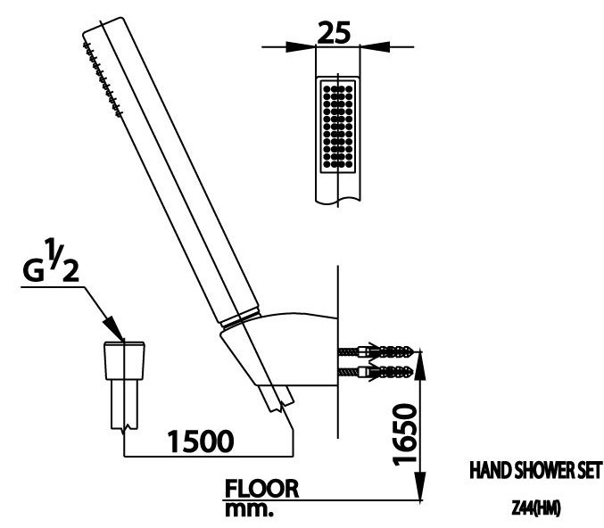 Bản vẽ kích thước tay sen cotto z44 hm