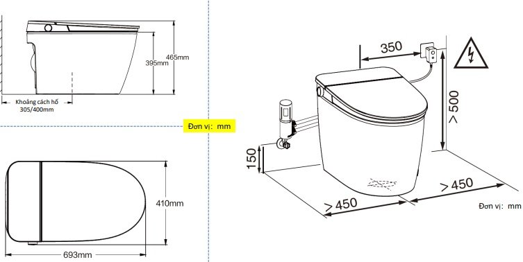 Bản vẽ bồn cầu điện tử JOMOO ZD7340 SA