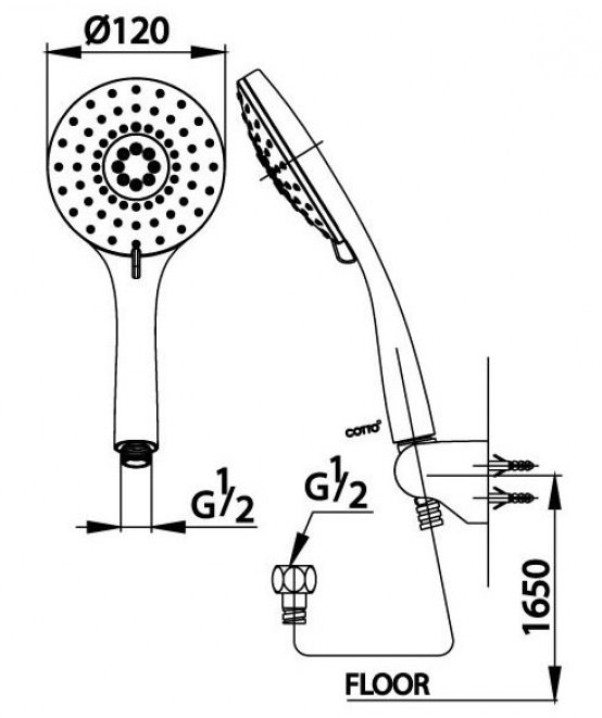 Bản vẽ kĩ thuật tay sen ZH012(HM)  Cotto