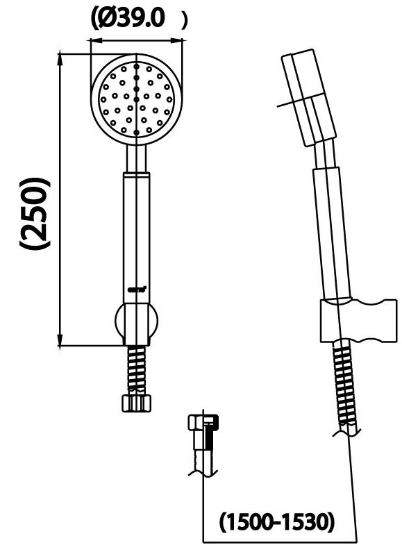 Bản vẽ kích thước tay sen 1 chức năng cotto zh 021 sahm